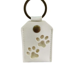 Cat Dog Claw Pet Hair Storage Bag Puppy PU Leather Pet Hair Keychain Keyring Memorial Dogs Paw Pendant Pet Lovers