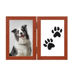 White Wood Dog Picture Frame Paw Print Kit Pet Memorial Gift for Dog Lovers