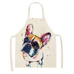 1Pcs Apron Cotton Linen Cooking Cute Cat Printed Home Sleeveless