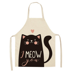 1Pcs Apron Cotton Linen Cooking Cute Cat Printed Home Sleeveless