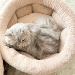 New Arrival Oem Factory Travel Round Striped Warm for Dogs Cats Pet Donut Cave Bed