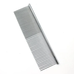 Dog Cat Metal Double Row Teeth Brush Grooming Hair Comb Fur Rake Tool Useful Dog Fur Grooming
