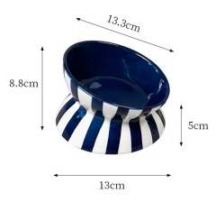 Elevated Striped Ceramic Pet Bowl