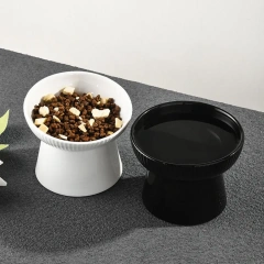 Anti Knock Ceramic Cat Bowl Creative Slanted/Flat Mouth Pet High Foot Bowl Non-slip Multi-use Pet Drinking Feeder Kitten Puppy