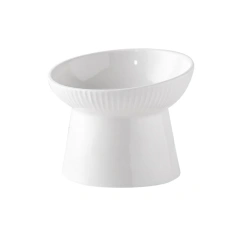 Anti Knock Ceramic Cat Bowl Creative Slanted/Flat Mouth Pet High Foot Bowl Non-slip Multi-use Pet Drinking Feeder Kitten Puppy
