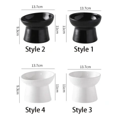 Anti Knock Ceramic Cat Bowl Creative Slanted/Flat Mouth Pet High Foot Bowl Non-slip Multi-use Pet Drinking Feeder Kitten Puppy