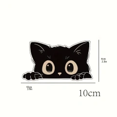 1PC Wide-Eyed Black Cat Stickers, Scratch-Resistant Vinyl Decals for Motorcycles/Car Bumpers - Vehicle Body Decor Stickers