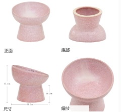 Ceramic pet bowl with slanted rim