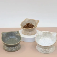 Ceramic Bowl for Cats Dogs Neck Protection Slanted Mouth Pet Feeders