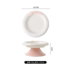 High Low Foot Ceramic Pet Bowl Flower Shape Design Anti Overturning Shallow Feeder for Dog Cat Accessories