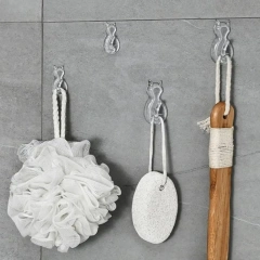 5Pcs Creative Wall Mounted Cat Tail Sticky Hooks Waterproof No-Drilling Towels Rack Transparent Wall Hook Home Accessories
