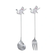New Cute Cat 304 Stainless Steel Spoon Hollow for Ice Cream Coffee Tea Dessert Spoon Kitchen Tableware Customize Logo Name