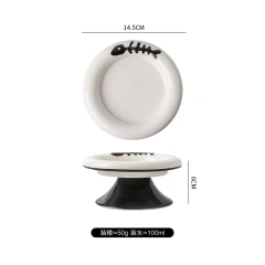High Low Foot Ceramic Pet Bowl Flower Shape Design Anti Overturning Shallow Feeder for Dog Cat Accessories
