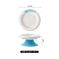 High Low Foot Ceramic Pet Bowl Flower Shape Design Anti Overturning Shallow Feeder for Dog Cat Accessories