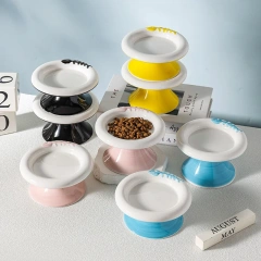 High Low Foot Ceramic Pet Bowl Flower Shape Design Anti Overturning Shallow Feeder for Dog Cat Accessories