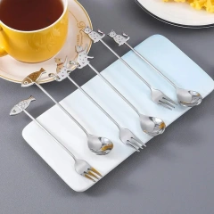 New Cute Cat 304 Stainless Steel Spoon Hollow for Ice Cream Coffee Tea Dessert Spoon Kitchen Tableware Customize Logo Name