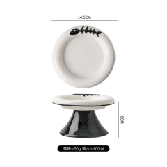High Low Foot Ceramic Pet Bowl Flower Shape Design Anti Overturning Shallow Feeder for Dog Cat Accessories