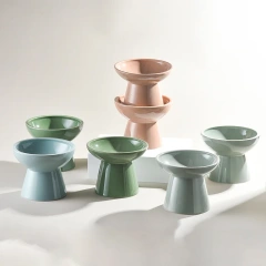 Wholesale Ceramic Cat Bowl Protect Cervical Spine Cat Food Feeder Dog Drinking Bowl High Foot Pet Ceramic Bowl
