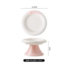 High Low Foot Ceramic Pet Bowl Flower Shape Design Anti Overturning Shallow Feeder for Dog Cat Accessories