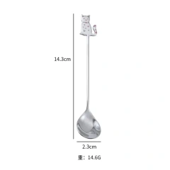 New Cute Cat 304 Stainless Steel Spoon Hollow for Ice Cream Coffee Tea Dessert Spoon Kitchen Tableware Customize Logo Name