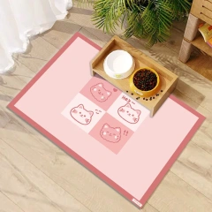 VIKAMA Semi-Circular Cute Cartoon Pet Anti-Dirt Mat-Waterproof, Oil-Resistant, Food-Proof, Quick-Drying, Easy To Clean