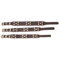 The first layer of cowhide mushroom nail rivet leather collar widened dog collar collar Lingti terrier.
