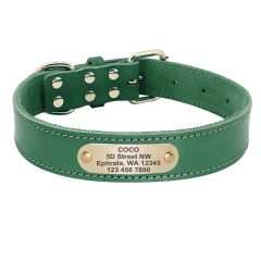 Real Leather Large Dog Collar Personalized Genuine Leather Medium Large Dog Collars Custom Pet Collars for Dogs Engrave Name