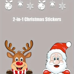 Merry Christmas vehicle stickers, waterproof Santa and reindeer window grilles, suitable for car computer stickers car sticker