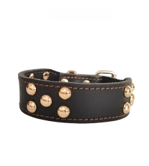 The first layer of cowhide mushroom nail rivet leather collar widened dog collar collar Lingti terrier.