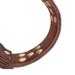 The first layer of cowhide mushroom nail rivet leather collar widened dog collar collar Lingti terrier.