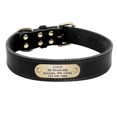 Real Leather Large Dog Collar Personalized Genuine Leather Medium Large Dog Collars Custom Pet Collars for Dogs Engrave Name