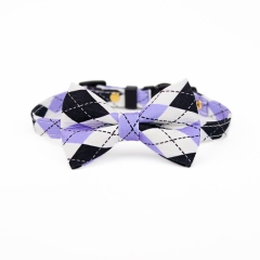Pet cat bow-shaped geometric pattern collar