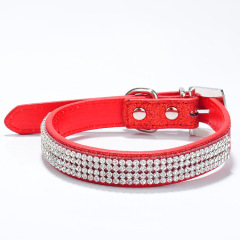 Multi-row Mesh Bling Leather S Kind Rhinestone Dog Collar PU cat collar