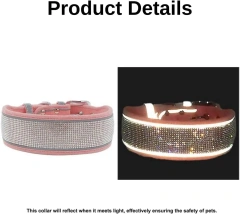 CL202-2D--adjustable suede fabric pet dog collar, rhinestone decoration.