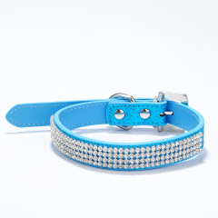 Multi-row Mesh Bling Leather S Kind Rhinestone Dog Collar PU cat collar