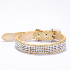 Multi-row Mesh Bling Leather S Kind Rhinestone Dog Collar PU cat collar
