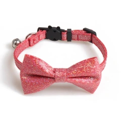 Cute Pet Cat Collar With Bell Bow Gatos Dog Collier Chain Breakaway Safety Buckle for Small Puppy Chihuahua Pink fashion
