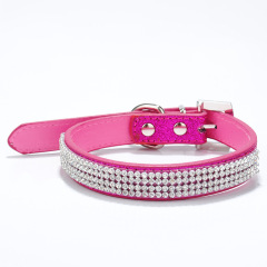 Multi-row Mesh Bling Leather S Kind Rhinestone Dog Collar PU cat collar