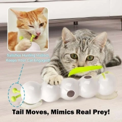 AFP Automatic Electric Cat Toy Smart Sensing Inteactive Cat Teaser Toy Moving Fluffy Tail Whack A Hole Cat Toy With Suction Cup