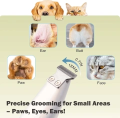 AFP IPX4 Waterproof Pet Hair Trimmer With LED Light Low Noise Dog Cat Hair Clipper Grooming Trimmer For Paws Ears Face And Rump