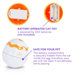 White 360-Degree Rotation Automatic Shut-Off Spinner Cat Toy Sturdy ABS Plastic Interactive Movement Toy for Indoor Cats Kittens