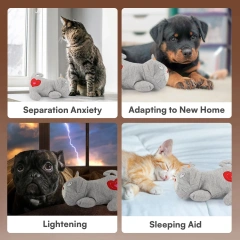 AFP Heartbeat Cat Calming Toy Stuffed Plush Heart Beat Soothing Stress Relief And Sleeping Aid Toy Comfort Pet Dog Cat Plush Toy