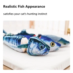 AFP New Arrival Interactive Cat Teaser Toy Automatic Tail Vibration Realistic Fish Cat Chew Toy Built-in Crinkle Catnip Kick Toy