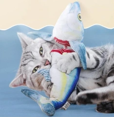 AFP New Arrival Interactive Cat Teaser Toy Automatic Tail Vibration Realistic Fish Cat Chew Toy Built-in Crinkle Catnip Kick Toy
