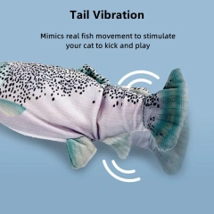 AFP New Arrival Interactive Cat Teaser Toy Automatic Tail Vibration Realistic Fish Cat Chew Toy Built-in Crinkle Catnip Kick Toy