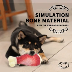 AFP Durable Nylon Rubber Mix Beef Bacon Flavor Infused Dog Chew Bone Toy Chicken Thigh Rib Pet Chew Bone Toys for Strong Chewer