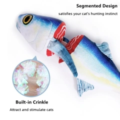 AFP New Arrival Interactive Cat Teaser Toy Automatic Tail Vibration Realistic Fish Cat Chew Toy Built-in Crinkle Catnip Kick Toy