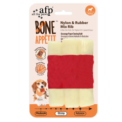 Durable Nylon Rubber Mix Beef Bacon Flavor Infused Dog Chew Bone Toy