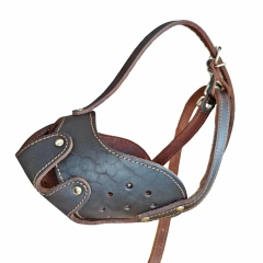 Top layer cowhide dog muzzle for extra large dogs Thickened genuine leather adjustable Breathable and comfortable pet mask