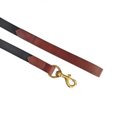 Leather full grain traction rope leather pet traction rope dog walking rope copper hook two-color splicing leather copper hook